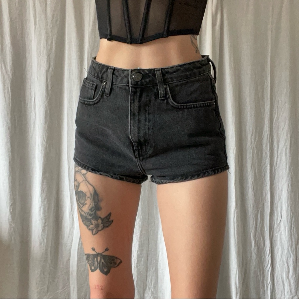 Black Jean Shorts High-Waisted Cut-Off Style